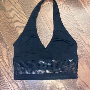 Cutest black cropped top with fishnet bottom by The Kript